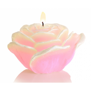 świeca róża z diodą ecru